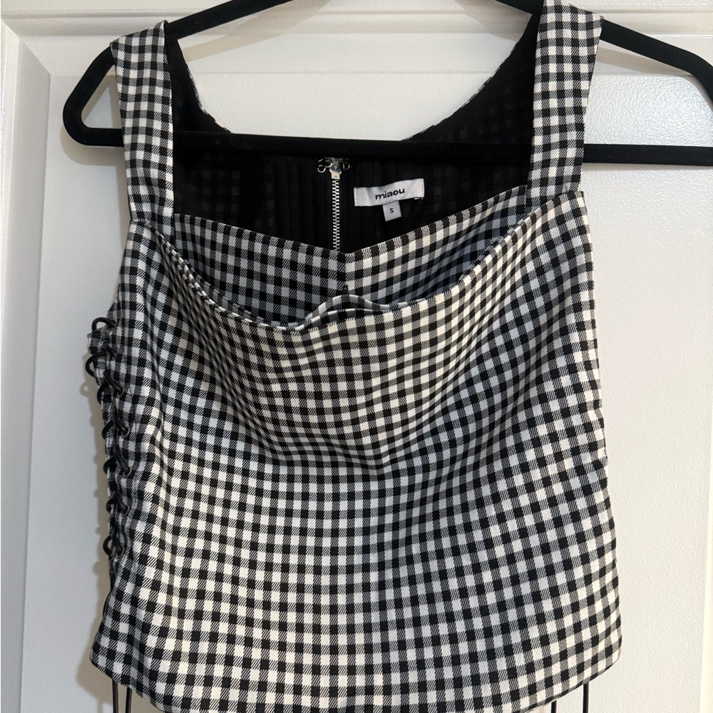 Miaou Black and White Checkered Vallois Corset